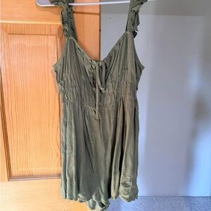 Cider Olive Green Ruffled Jumpsuit